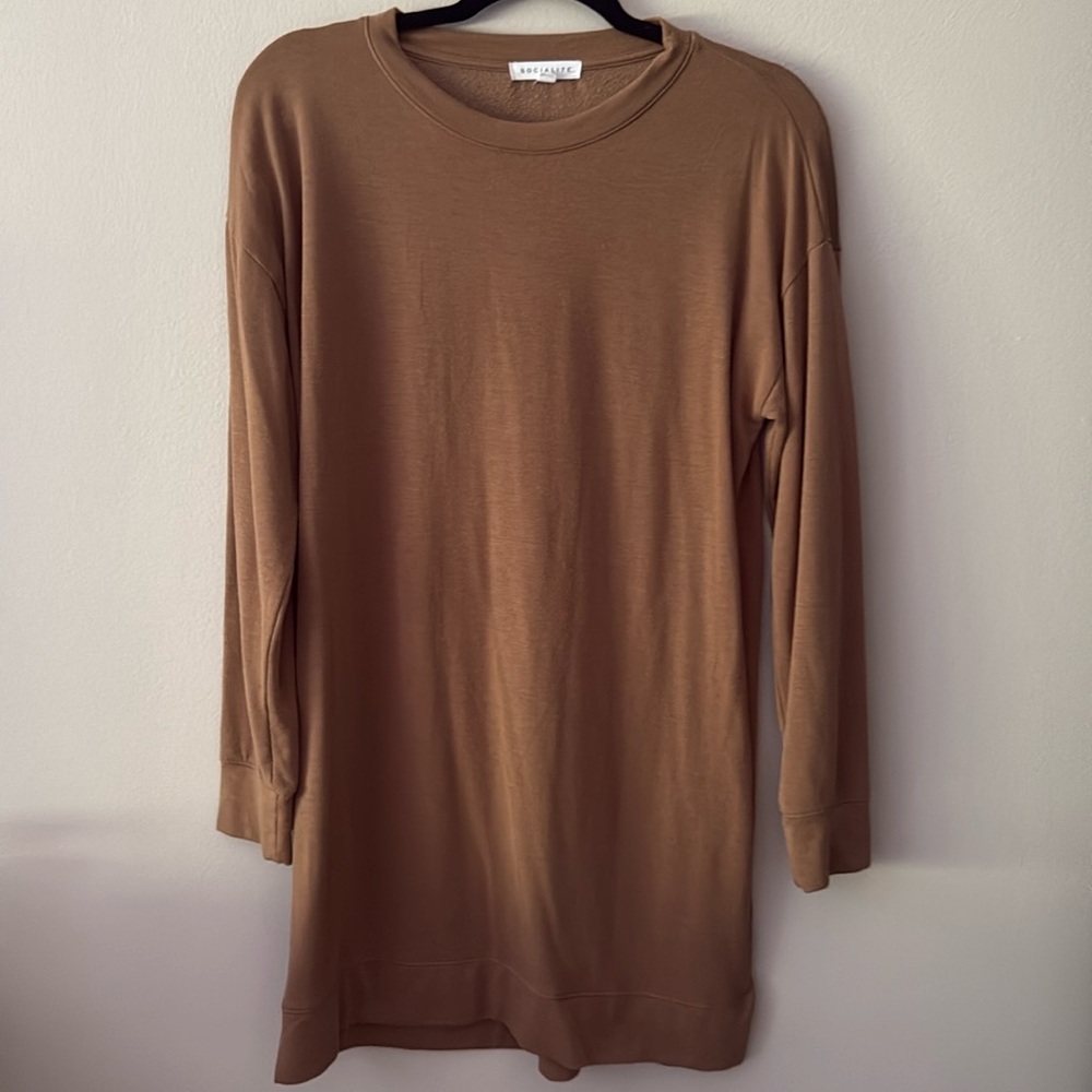 Socialite long sleeve t-shirt dress. Relaxed fit